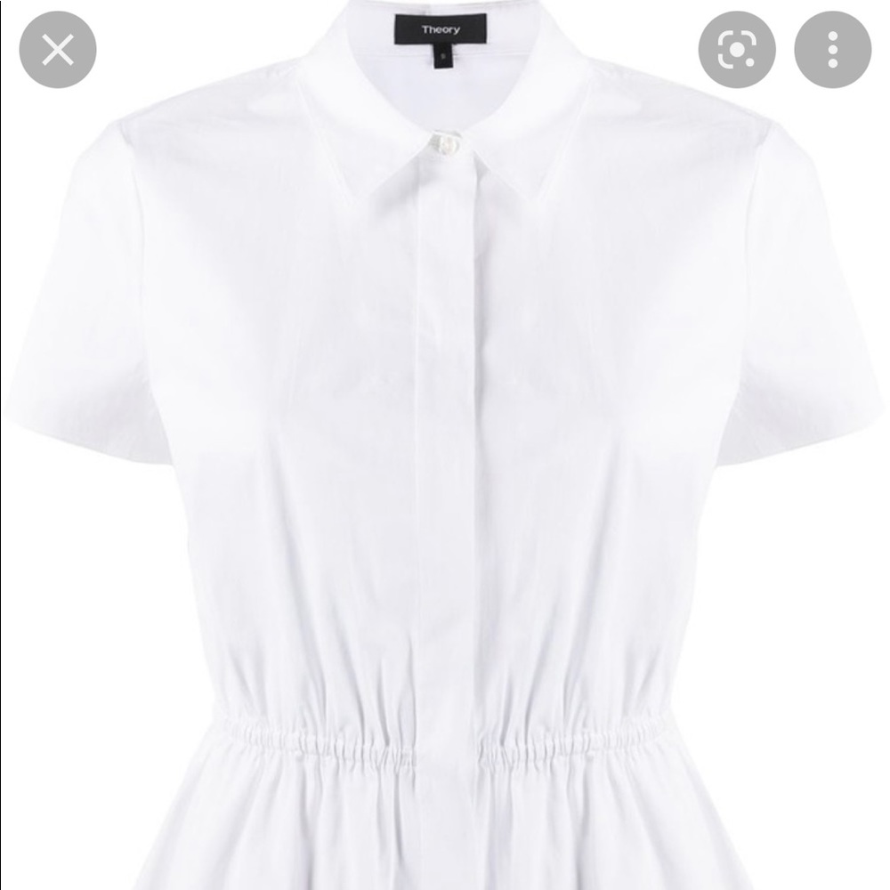 Theory short sleeve button down blouse with peplum